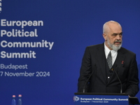 Edi Rama, Prime Minister of Albania, holds a joint press conference with Viktor Orban, Hungarian Prime Minister (not pictured), after the 5t...