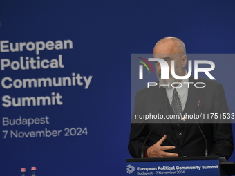 Edi Rama, Prime Minister of Albania, holds a joint press conference with Viktor Orban, Hungarian Prime Minister (not pictured), after the 5t...