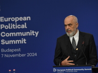 Edi Rama, Prime Minister of Albania, holds a joint press conference with Viktor Orban, Hungarian Prime Minister (not pictured), after the 5t...