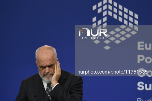 Edi Rama, Prime Minister of Albania, holds a joint press conference with Viktor Orban, Hungarian Prime Minister (not pictured), after the 5t...