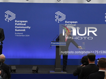 Viktor Orban, Hungarian Prime Minister, and Edi Rama, Prime Minister of Albania (not pictured), hold a joint press conference after the 5th...