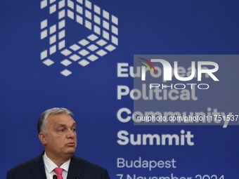 Viktor Orban, Hungarian Prime Minister, and Edi Rama, Prime Minister of Albania (not pictured), hold a joint press conference after the 5th...