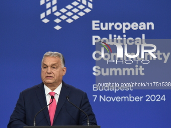 Viktor Orban, Hungarian Prime Minister, and Edi Rama, Prime Minister of Albania (not pictured), hold a joint press conference after the 5th...