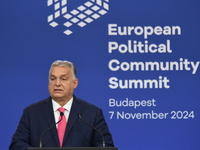 Viktor Orban, Hungarian Prime Minister, and Edi Rama, Prime Minister of Albania (not pictured), hold a joint press conference after the 5th...