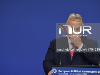 Viktor Orban, Hungarian Prime Minister, and Edi Rama, Prime Minister of Albania (not pictured), hold a joint press conference after the 5th...