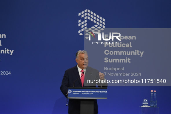 Viktor Orban, Hungarian Prime Minister, and Edi Rama, Prime Minister of Albania (not pictured), hold a joint press conference after the 5th...