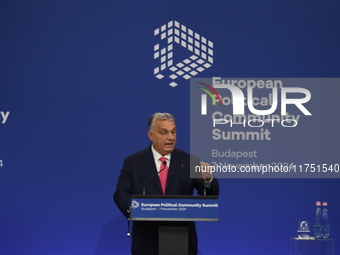 Viktor Orban, Hungarian Prime Minister, and Edi Rama, Prime Minister of Albania (not pictured), hold a joint press conference after the 5th...