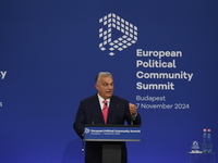 Viktor Orban, Hungarian Prime Minister, and Edi Rama, Prime Minister of Albania (not pictured), hold a joint press conference after the 5th...