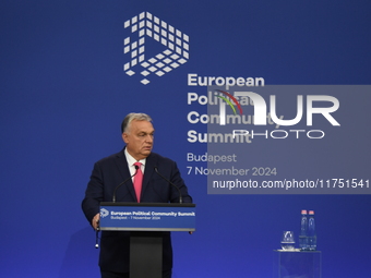 Viktor Orban, Hungarian Prime Minister, and Edi Rama, Prime Minister of Albania (not pictured), hold a joint press conference after the 5th...