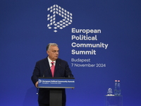 Viktor Orban, Hungarian Prime Minister, and Edi Rama, Prime Minister of Albania (not pictured), hold a joint press conference after the 5th...