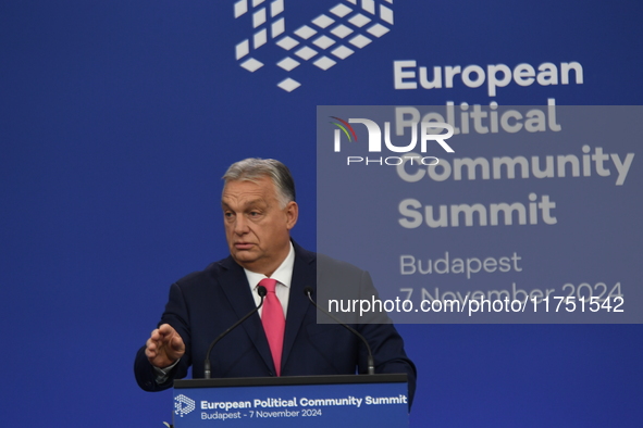 Viktor Orban, Hungarian Prime Minister, and Edi Rama, Prime Minister of Albania (not pictured), hold a joint press conference after the 5th...