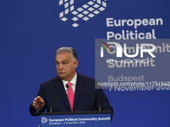 Viktor Orban, Hungarian Prime Minister, and Edi Rama, Prime Minister of Albania (not pictured), hold a joint press conference after the 5th...