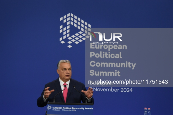 Viktor Orban, Hungarian Prime Minister, and Edi Rama, Prime Minister of Albania (not pictured), hold a joint press conference after the 5th...