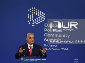 Viktor Orban, Hungarian Prime Minister, and Edi Rama, Prime Minister of Albania (not pictured), hold a joint press conference after the 5th...