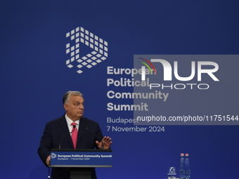 Viktor Orban, Hungarian Prime Minister, and Edi Rama, Prime Minister of Albania (not pictured), hold a joint press conference after the 5th...