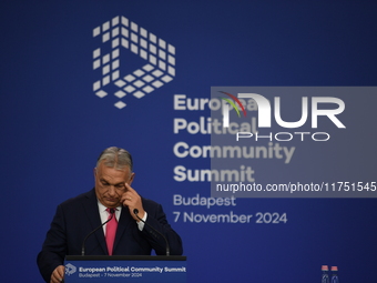 Viktor Orban, Hungarian Prime Minister, and Edi Rama, Prime Minister of Albania (not pictured), hold a joint press conference after the 5th...