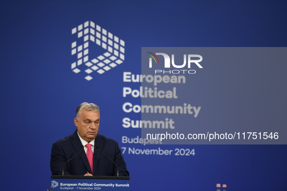 Viktor Orban, Hungarian Prime Minister, and Edi Rama, Prime Minister of Albania (not pictured), hold a joint press conference after the 5th...