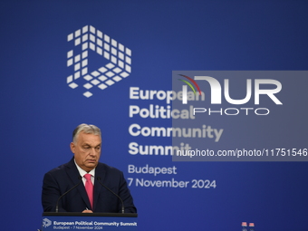 Viktor Orban, Hungarian Prime Minister, and Edi Rama, Prime Minister of Albania (not pictured), hold a joint press conference after the 5th...