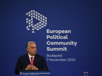 Viktor Orban, Hungarian Prime Minister, and Edi Rama, Prime Minister of Albania (not pictured), hold a joint press conference after the 5th...