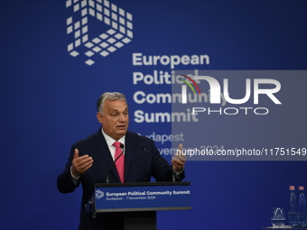 Viktor Orban, Hungarian Prime Minister, and Edi Rama, Prime Minister of Albania (not pictured), hold a joint press conference after the 5th...