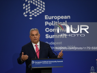 Viktor Orban, Hungarian Prime Minister, and Edi Rama, Prime Minister of Albania (not pictured), hold a joint press conference after the 5th...