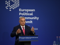 Viktor Orban, Hungarian Prime Minister, and Edi Rama, Prime Minister of Albania (not pictured), hold a joint press conference after the 5th...