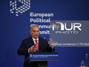 Viktor Orban, Hungarian Prime Minister, and Edi Rama, Prime Minister of Albania (not pictured), hold a joint press conference after the 5th...