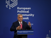 Viktor Orban, Hungarian Prime Minister, and Edi Rama, Prime Minister of Albania (not pictured), hold a joint press conference after the 5th...