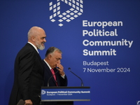 Viktor Orban, Hungarian Prime Minister, and Edi Rama, Prime Minister of Albania, hold a joint press conference at the 5th European Political...