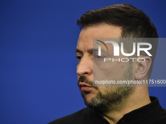 Volodymyr Zelenskyy, President of Ukraine, holds a press conference after the 5th European Political Community Summit in Budapest, Hungary,...