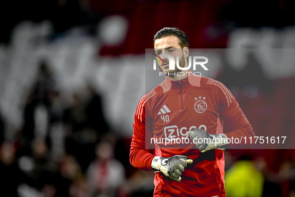 AFC Ajax Amsterdam goalkeeper Diant Ramaj plays during the match between Ajax and Maccabi Tel Aviv at the Johan Cruijff ArenA for the UEFA E...