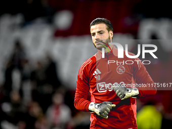 AFC Ajax Amsterdam goalkeeper Diant Ramaj plays during the match between Ajax and Maccabi Tel Aviv at the Johan Cruijff ArenA for the UEFA E...