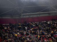 Fans of Maccabi Tel Aviv attend the match between Ajax and Maccabi Tel Aviv at the Johan Cruijff ArenA for the UEFA Europa League - League p...