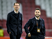 AFC Ajax Amsterdam assistant trainers Dave Vos and Felipe Sanchez Mateos are present during the match between Ajax and Maccabi Tel Aviv at t...