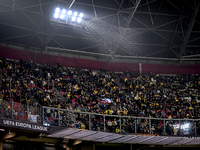 Fans of Maccabi Tel Aviv attend the match between Ajax and Maccabi Tel Aviv at the Johan Cruijff ArenA for the UEFA Europa League - League p...