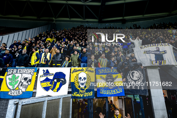 Supporters of Fenerbahce are present during the match between AZ and Fenerbahce at the AFAS Stadium for the UEFA Europa League - League phas...