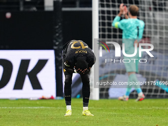 El Hadji Malick Diouf of SK Slavia Prague  with post game despair during the Eurepa League Round 4 match between Eintracht Frankfurt v SK Sl...