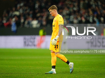 Antonin Kinsky of SK Slavia Prague  with post game despair during the Eurepa League Round 4 match between Eintracht Frankfurt v SK Slavia Pr...