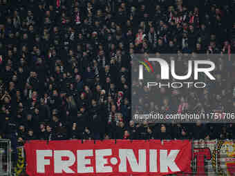  SK Slavia Prague fans  during the Eurepa League Round 4 match between Eintracht Frankfurt v SK Slavia Prague at the Deutsche Bank Park, Fra...