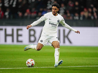 Omar Marmoush of Eintracht Frankfurt  controls the ball during the Eurepa League Round 4 match between Eintracht Frankfurt v SK Slavia Pragu...