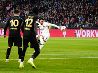 Omar Marmoush of Eintracht Frankfurt  scores the teams first goal during the Eurepa League Round 4 match between Eintracht Frankfurt v SK Sl...