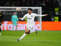 Omar Marmoush of Eintracht Frankfurt  controls the ball during the Eurepa League Round 4 match between Eintracht Frankfurt v SK Slavia Pragu...