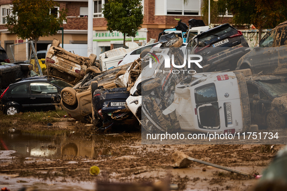 Devastating scenes from the Paiporta flood , Spain, on november 07, 2024. 