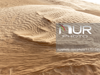 Dunes of Eastern Sahara desert are seen on a sunny day on October 30, 2024 near Douz, Tunisia. (