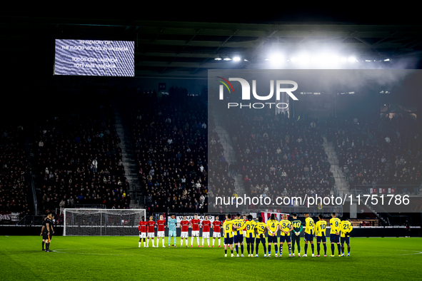 A minute of silence takes place for the victims in Valencia during the match between AZ and Fenerbahce at the AFAS stadium for the UEFA Euro...