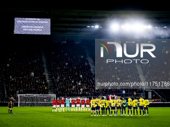 A minute of silence takes place for the victims in Valencia during the match between AZ and Fenerbahce at the AFAS stadium for the UEFA Euro...