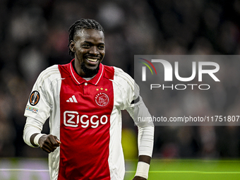 AFC Ajax Amsterdam forward Bertrand Traore celebrates the 1-0 goal during the match between Ajax and Maccabi Tel Aviv at the Johan Cruijff A...