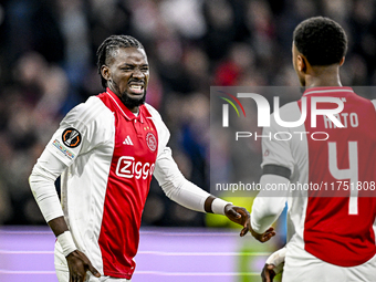 AFC Ajax Amsterdam forward Bertrand Traore celebrates the 1-0 goal during the match between Ajax and Maccabi Tel Aviv at the Johan Cruijff A...