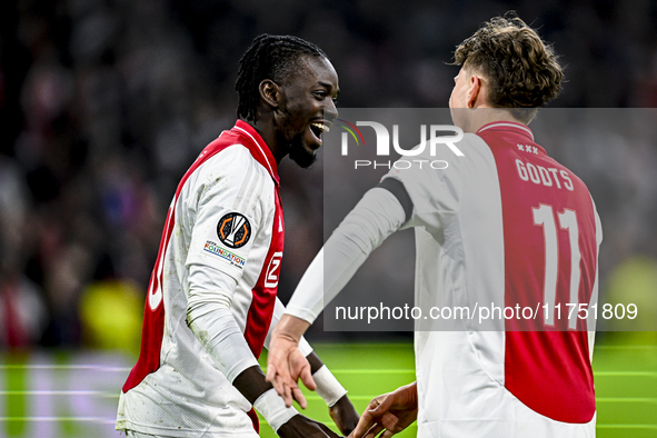 AFC Ajax Amsterdam forward Bertrand Traore celebrates the 1-0 goal during the match between Ajax and Maccabi Tel Aviv at the Johan Cruijff A...