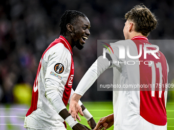 AFC Ajax Amsterdam forward Bertrand Traore celebrates the 1-0 goal during the match between Ajax and Maccabi Tel Aviv at the Johan Cruijff A...